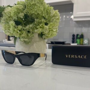 Versace Black and Gold Cat-Eye Sunglasses